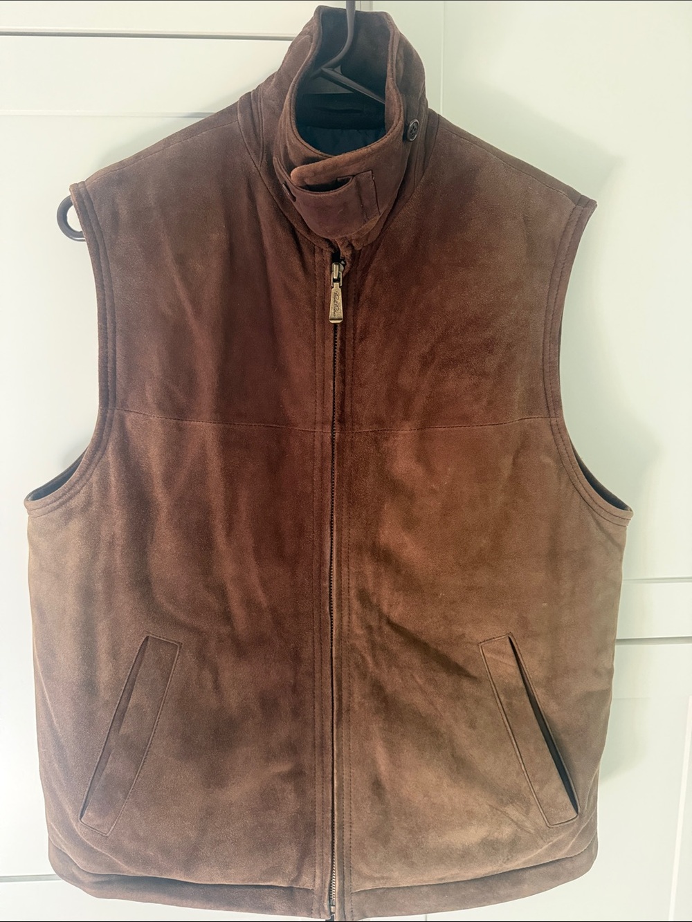 Men's Brown Suede Zip-Front Vest (insulated)